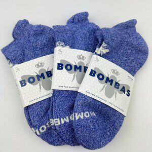 3-Pairs Bombas Blue Ankle Socks Medium 8-10 1/2